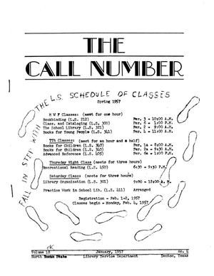 The Call Number, Volume 18, Number 4, January 1957