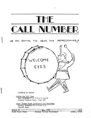 The Call Number, Volume 19, Number 1, October 1957