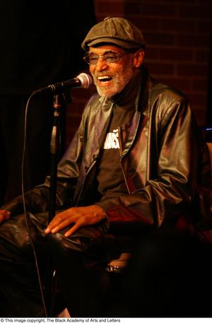 [Photograph of Melvin Van Peebles on a stage at 24-Hour Film Feast]