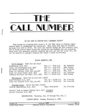 The Call Number, Volume 19, Number 4, January 1958
