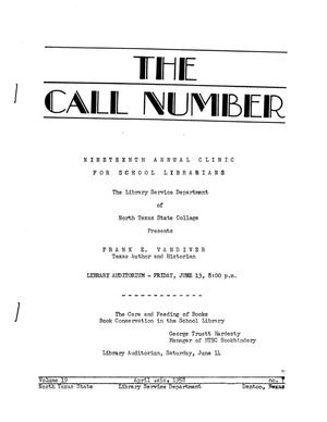 The Call Number, Volume 19, Number 7, April 1958