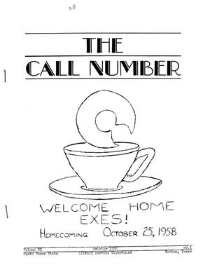 The Call Number, Volume 20, Number 1, October 1958