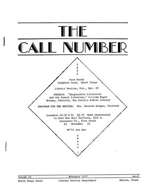 The Call Number, Volume 20, Number 2, November 1958
