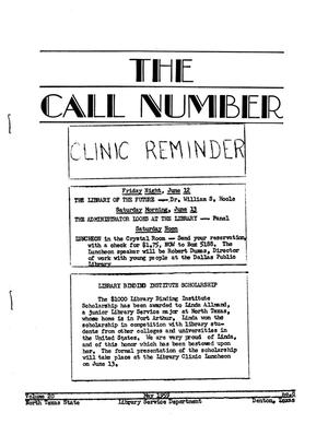 The Call Number, Volume 20, Number 8, May 1959