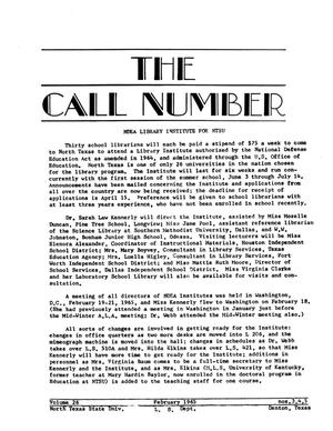 The Call Number, Volume 26, Numbers 3-5, February 1965