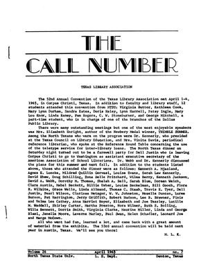 The Call Number, Volume 26, Number 7, April 1965