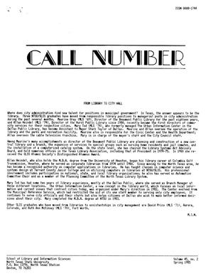 Call Number, Volume 45, Number 2, Spring 1985