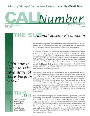 Primary view of object titled 'Call Number, Volume 55, Number 1, Fall 1996'.