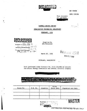 Irradiation Processing Department monthly report, February 1959