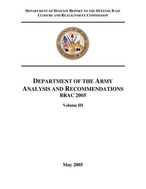 BRAC 2005 DoD Report Volume III (Dept of the Army BRAC Report)