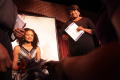 Thumbnail image of item number 1 in: '[Audience member stands next to Kimberly Elise]'.