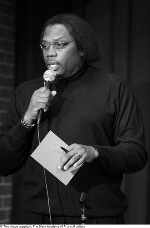 [Photograph of Curtis King talking at the 24-Hour Film Feast]