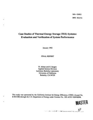Case studies of thermal energy storage (TES) systems: Evaluation and verification of system performance. Final report