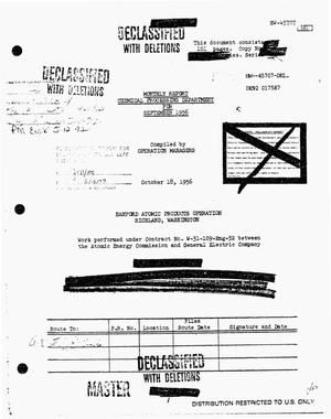 Chemical Processing Department monthly report, September 1956
