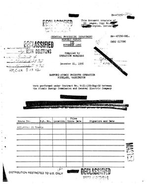Chemical Processing Department monthly report, November 1956