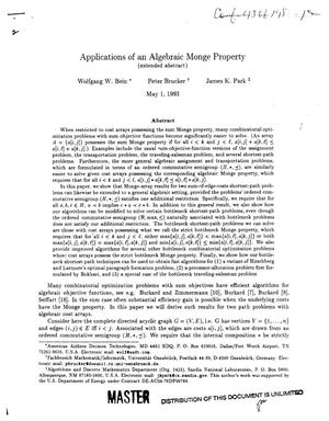 Primary view of object titled 'Applications of an algebraic Monge property'.