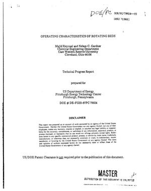 Operating characteristics of rotating beds. Technical progress report for the third quarter 1988