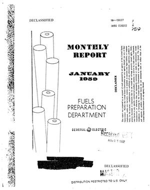 Fuels Preparation Department monthly report, January 1959