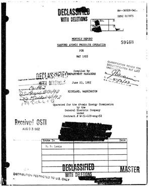 Hanford Atomic Products Operation monthly report, May 1955