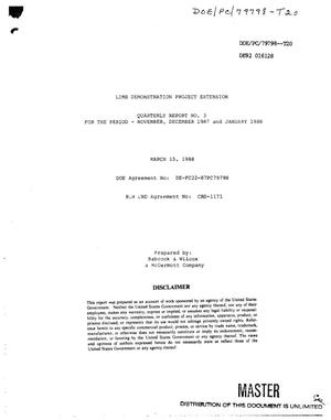 LIMB Demonstration Project Extension. Quarterly report no. 3, November, December 1987--January 1988