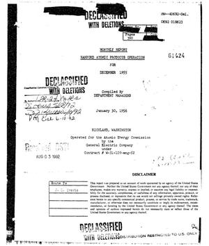 Hanford Atomic Products Operation monthly report for December 1955