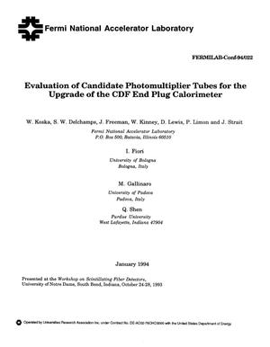 Evaluation of candidate photomultiplier tubes for the upgrade of the CDF end plug calorimeter