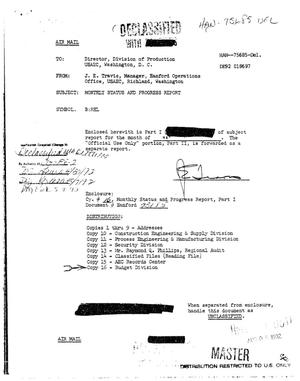 Hanford Operations Office monthly status and progress report, May 1960. Part 1
