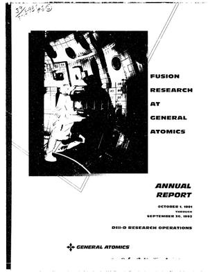 DIII-D research operations. Annual report, October 1, 1991--September 30, 1992
