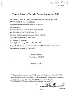 Neutral strange particle production at the AGS