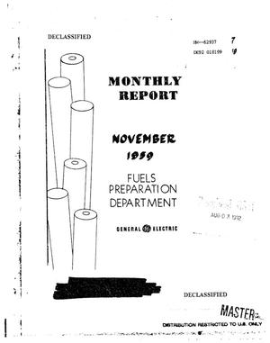 Fuels Preparation Department monthly report, November 1959