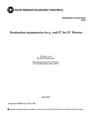 Production asymmetries in x{sub F} and P{sub t}{sup 2} for D{sup {+-}} mesons
