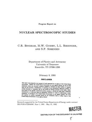 Nuclear spectroscopic studies. Progress report