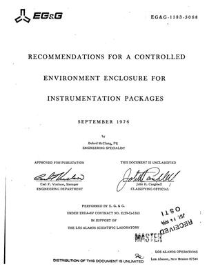 Recommendations for a controlled environment enclosure for instrumentation packages