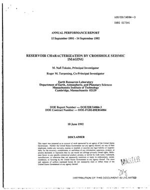 Reservoir characterization by crosshole seismic imaging. Semi-annual progress report, 15 September 1991--14 September 1992