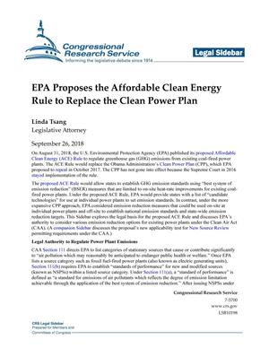 EPA Proposes the Affordable Clean Energy Rule to Replace the Clean Power Plan