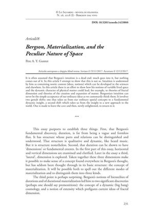 Bergson, Materialization, and the Peculiar Nature of Space