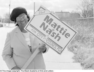 [Photograph of Mattie Nash and her City Council sign, 3]