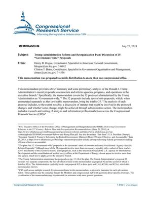 Trump Administration Reform and Reorganization Plan: Discussion of 35 "Government-Wide" Proposals [Memorandum]