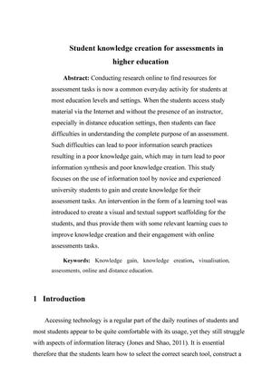Student Knowledge Creation for Assessments in Higher Education