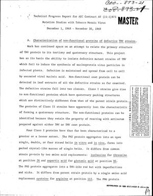 Mutation Studies with Tobacco Mosaic Virus - December 1, 1968 - November 30, 1969