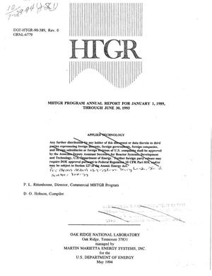 MHTGR Program Annual Report for January 1, 1989, through June 30, 1993