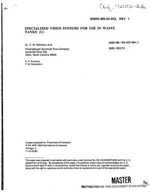 Specialized video systems for use in waste tanks. Revision 1