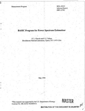 BASIC program for power spectrum estimation. Revision