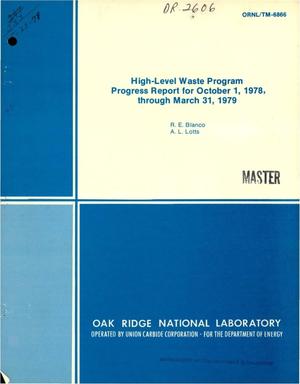 High-Level Waste Program. Progress Report, October 1, 1978--March 31, 1979.