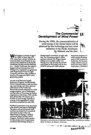 Wind energy: Program overview, FY 1992