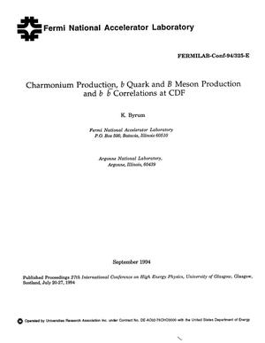 Charmonium production, b quark and B meson production and b{bar b} correlations at CDF