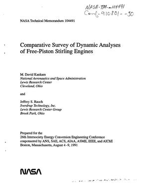 Comparative survey of dynamic analyses of free-piston stirling engines