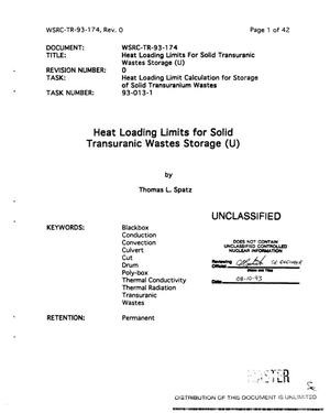 Heat loading limits for solid transuranic wastes storage