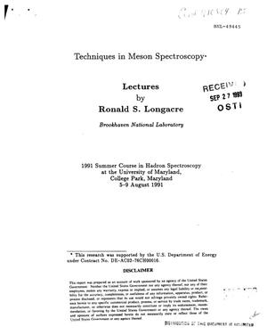 Techniques in meson spectroscopy