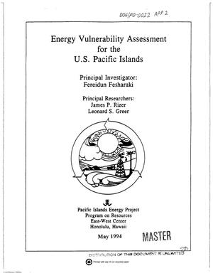 Energy Vulnerability Assessment for the US Pacific Islands. Technical Appendix 2